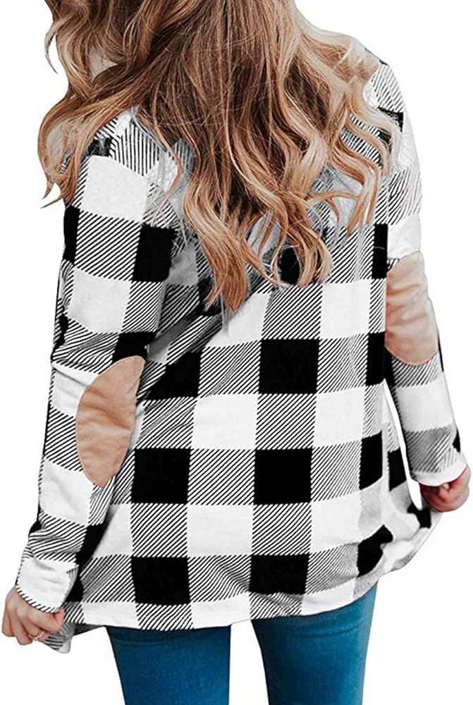 Womens Buffalo Plaid Outerwear Long Sleeve Contrast Open Front Blazer Cardigans Plus Size Coat,S-... | Amazon (CA)