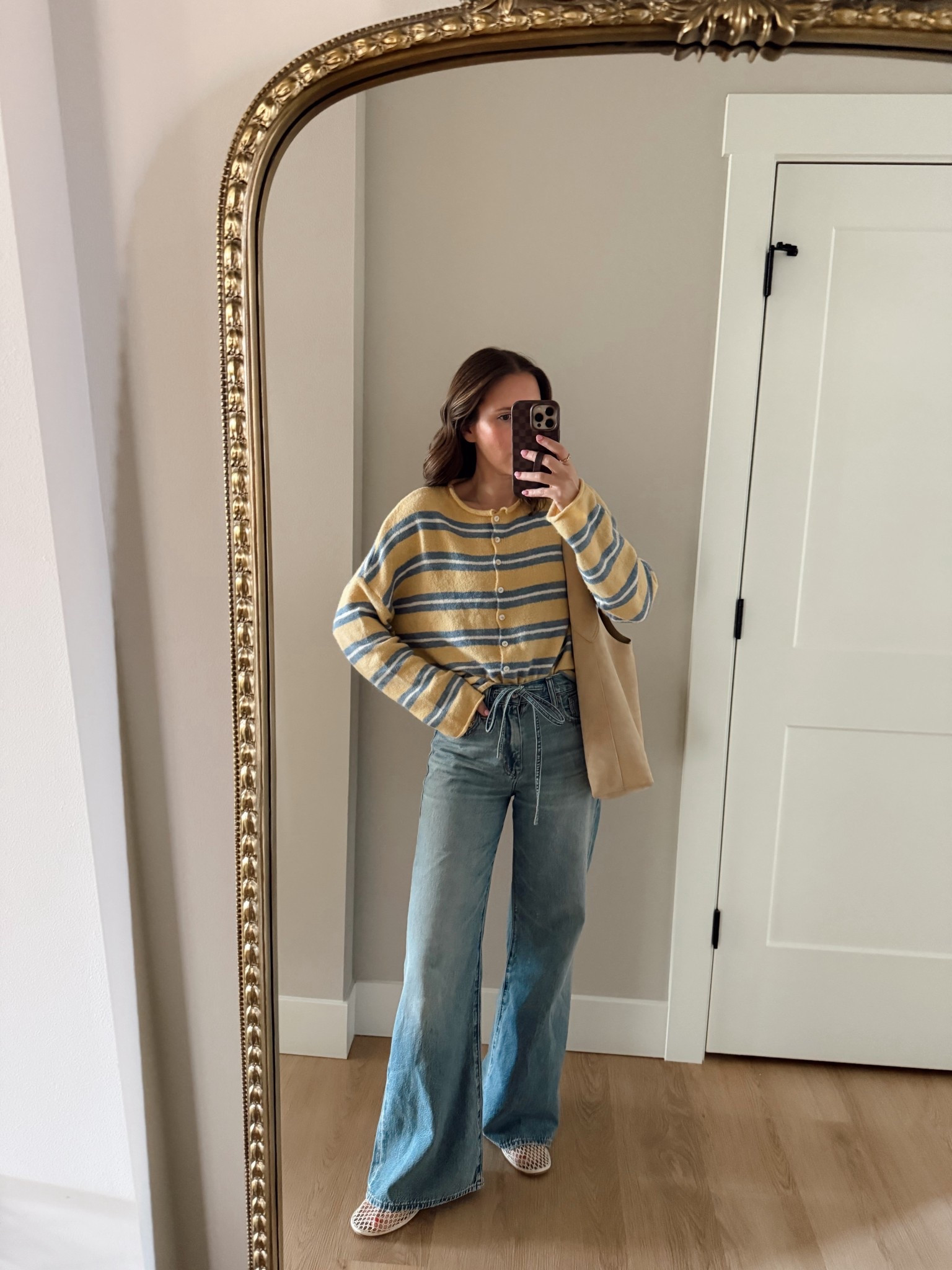 ootd✨ some of my current favorite pieces! I’ve been wearing this cardigan so much lately! It’s so soft and the colors are perfect for spring and summer. These jeans feel like pjs. They have a perfect wide leg and I love the drawstring waist! Wearing a small top and size 25 denim

ootd, casual style, striped cardigan, Madewell denim, target accessories, ballet flats 

#LTKootd