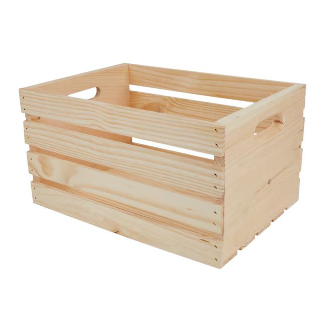Style Selections Pine Wood Crates 12.75-in W x 9.5-in H x 18-in D Unfinished Wood Stackable Milk ... | Lowe's