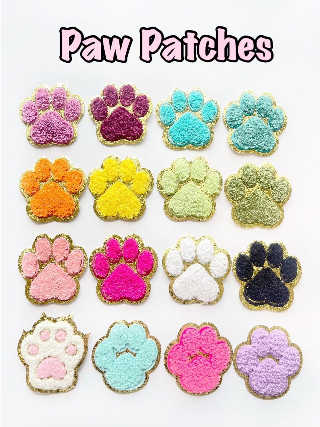 Dog Paw Chenille Patch | Self Adhesive - Iron On Patch | Etsy (US)