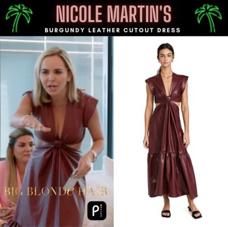 Leather Love // Get Details On Nicole Martin’s Burgundy Leather Cutout Dress With The Link In Our Bio #RHOM #NicoleMartin