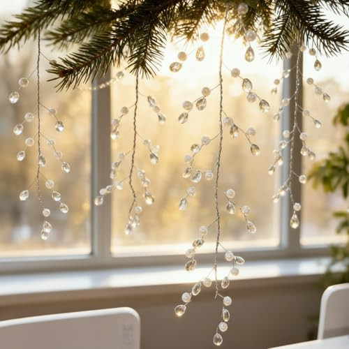 30 Pcs Crystal Christmas Ornaments Hanging Clear Teardrop Acrylic Beads Xmas Tree Decorations Flo... | Amazon (US)