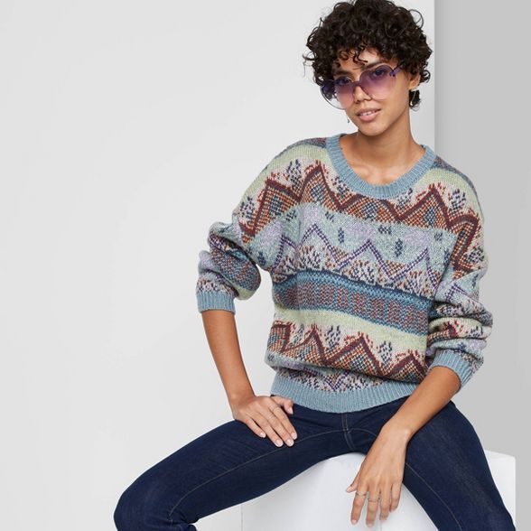 Women's Fair Isle Crewneck Oversized Pullover Sweater - Wild Fable™ | Target
