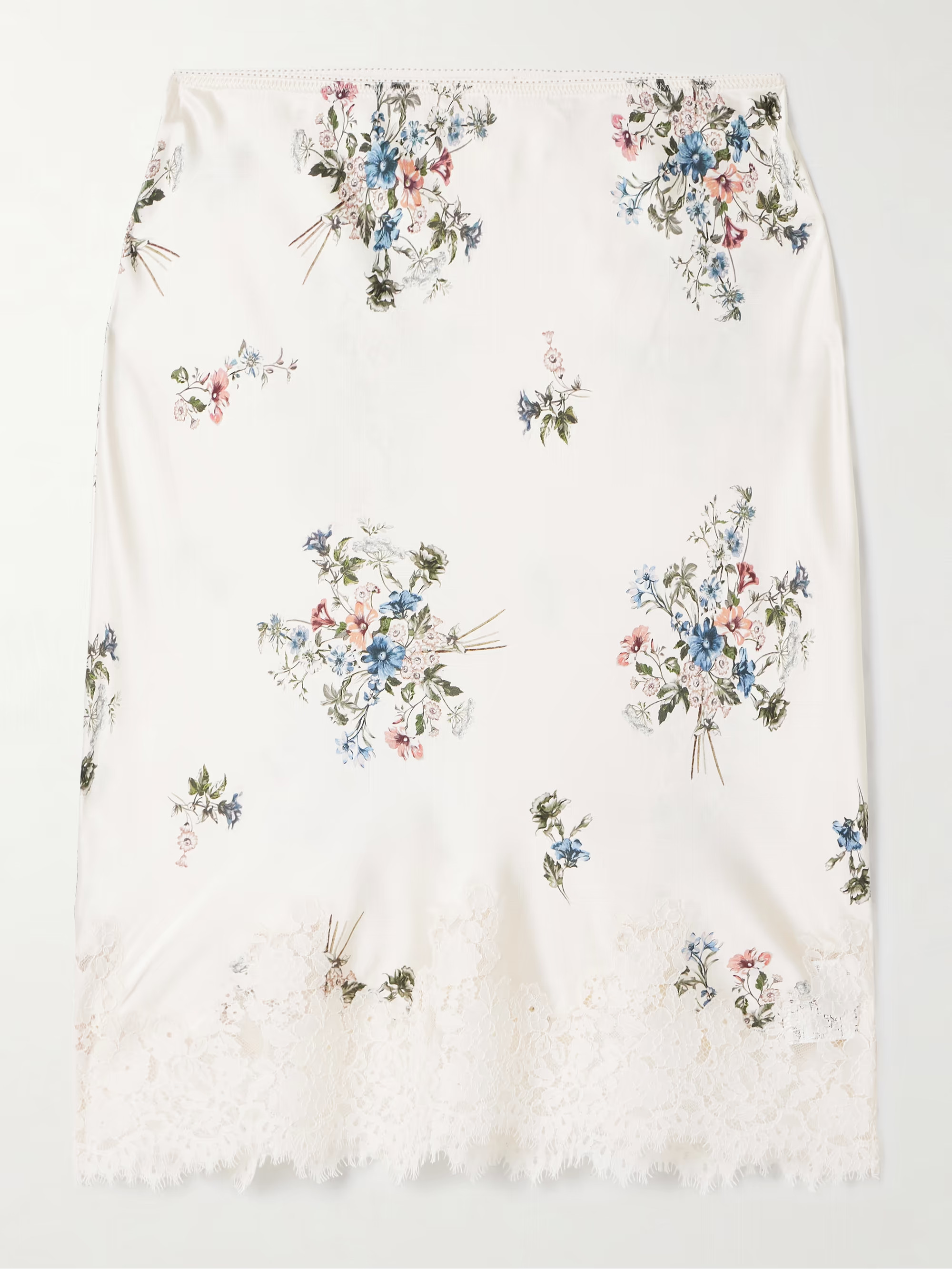 Elowette lace-trimmed floral-print silk-satin skirt | NET-A-PORTER (US)