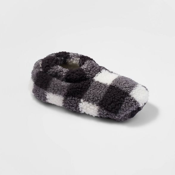 Women's Buffalo Check Sherpa High Cut Pull-On Slipper Socks with Grippers | Target