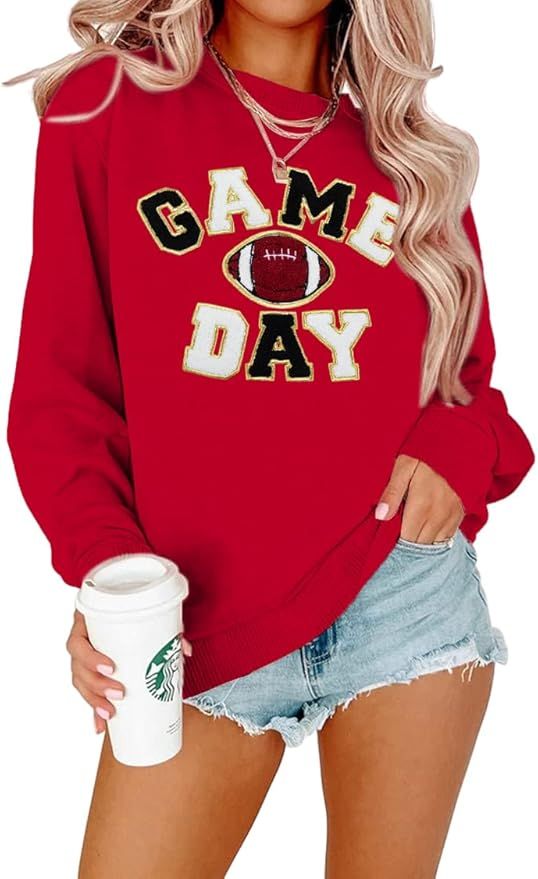 FLOYU Women Sunday Funday Sweatshirt Cute Football Graphic Pullover Game Day Weekend Tops Casual ... | Amazon (US)