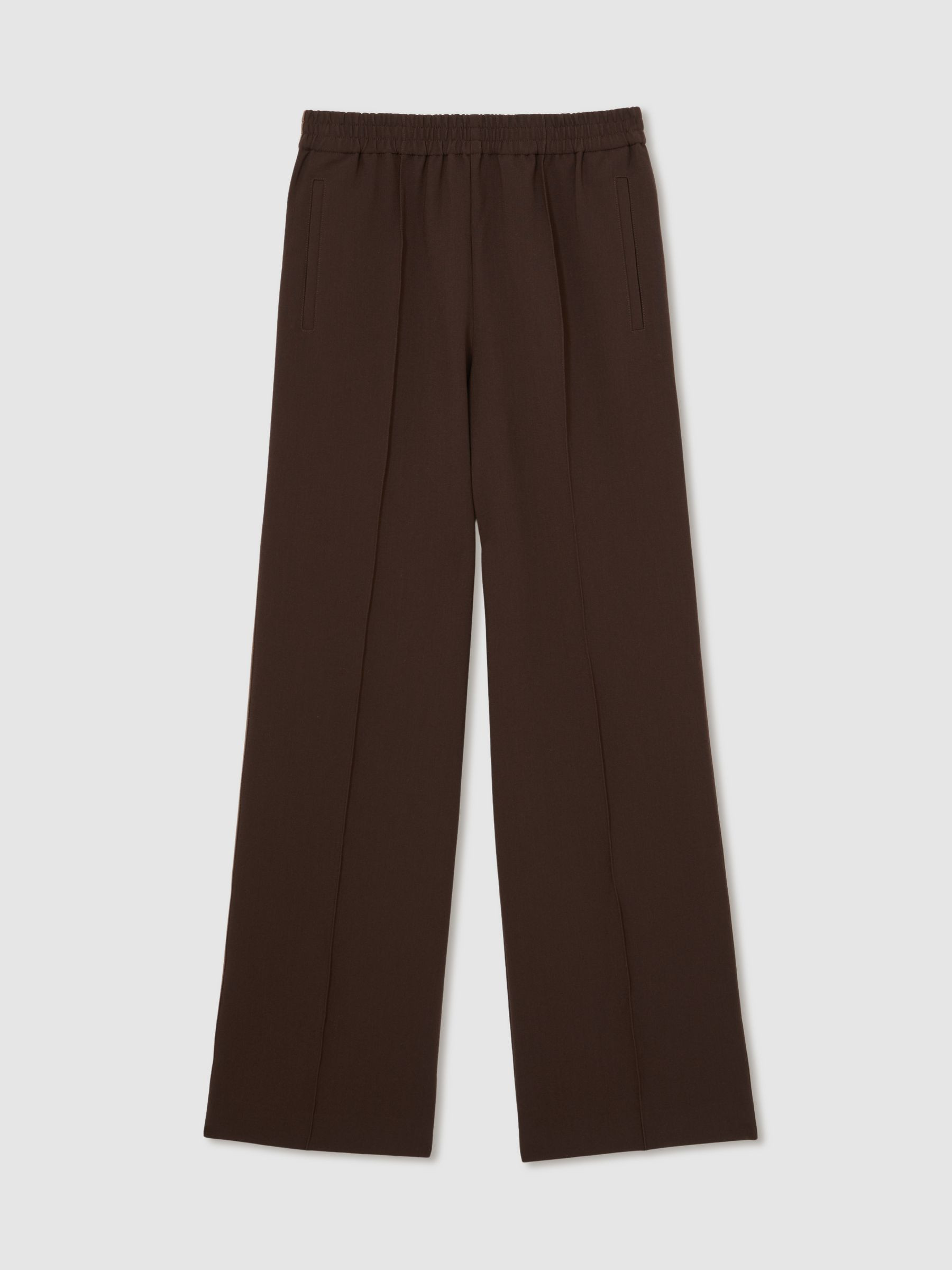 Reiss Side-Stripe Wide-Leg Trousers in Chocolate Brown - REISS | Reiss UK