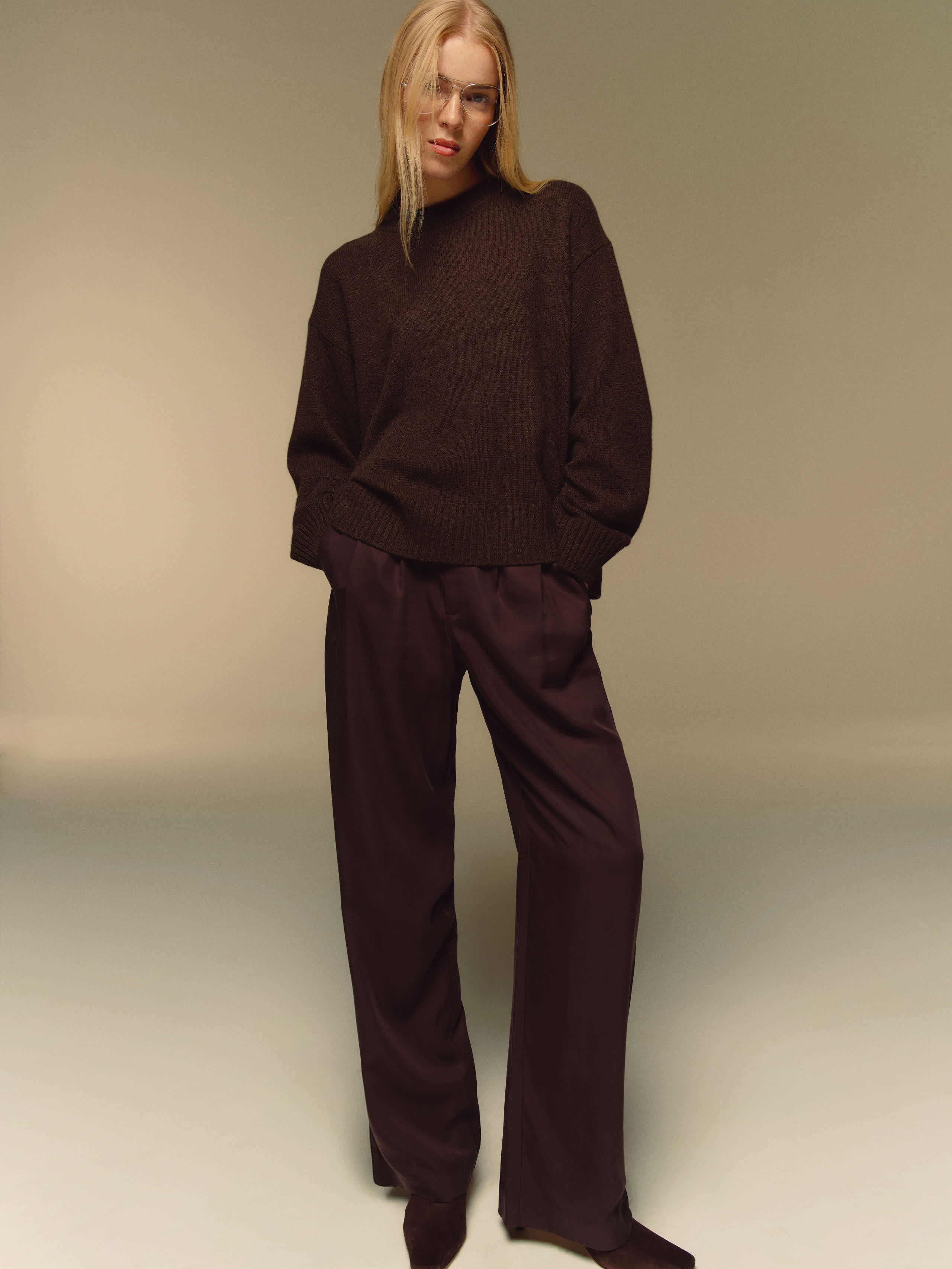 Reformation Cove Cashmere Oversized Crew Sweater Brown Small | Reformation (Global)
