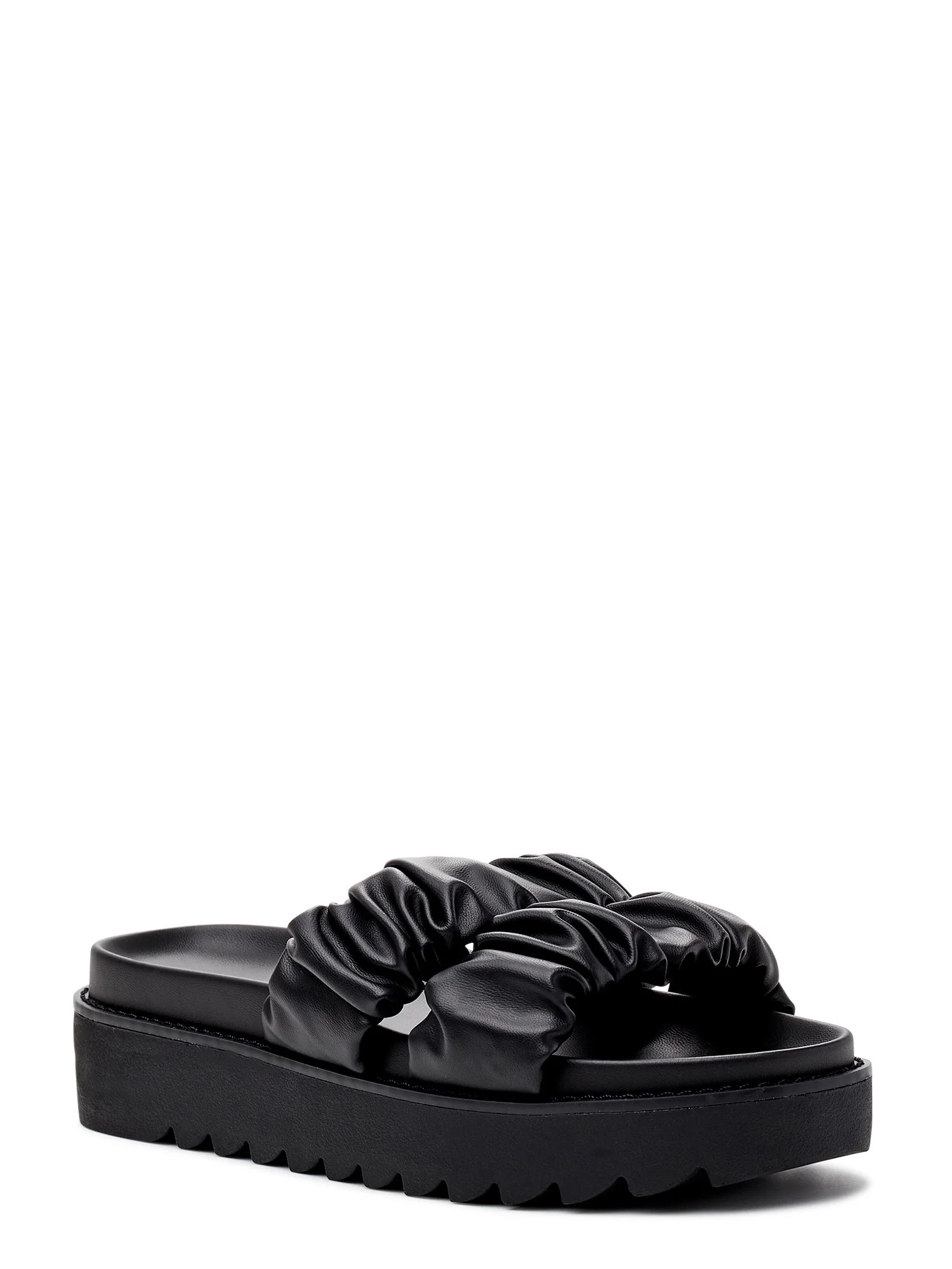 No Boundaries Women's Ruched Flatform Sandals - Walmart.com | Walmart (US)