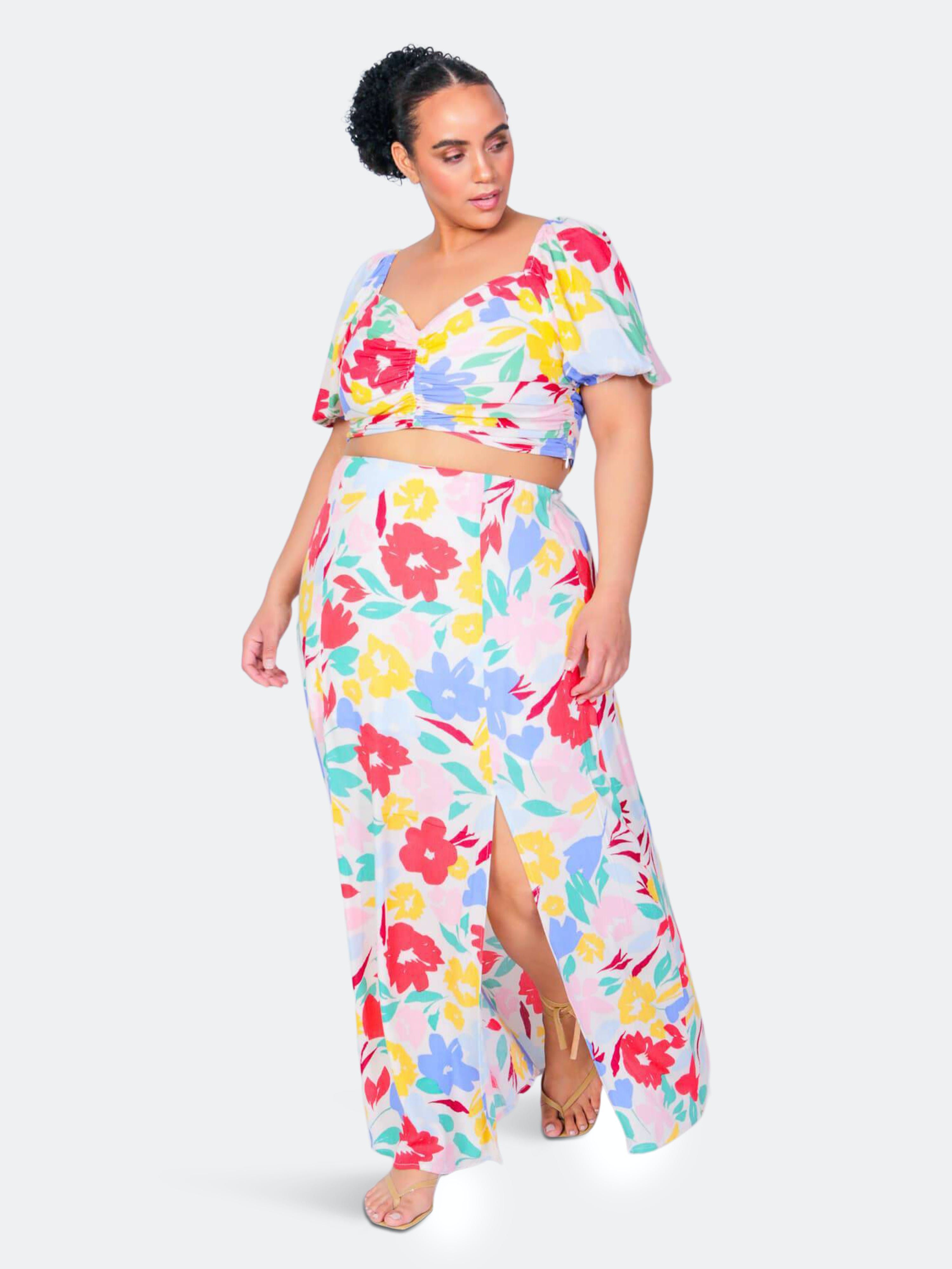 Peaches & Herb Crop Top And Skirt Two Piece Set - 3X (24W/26W) - Also in: 4X (28W/30W), 1X (16W/18W) | Verishop