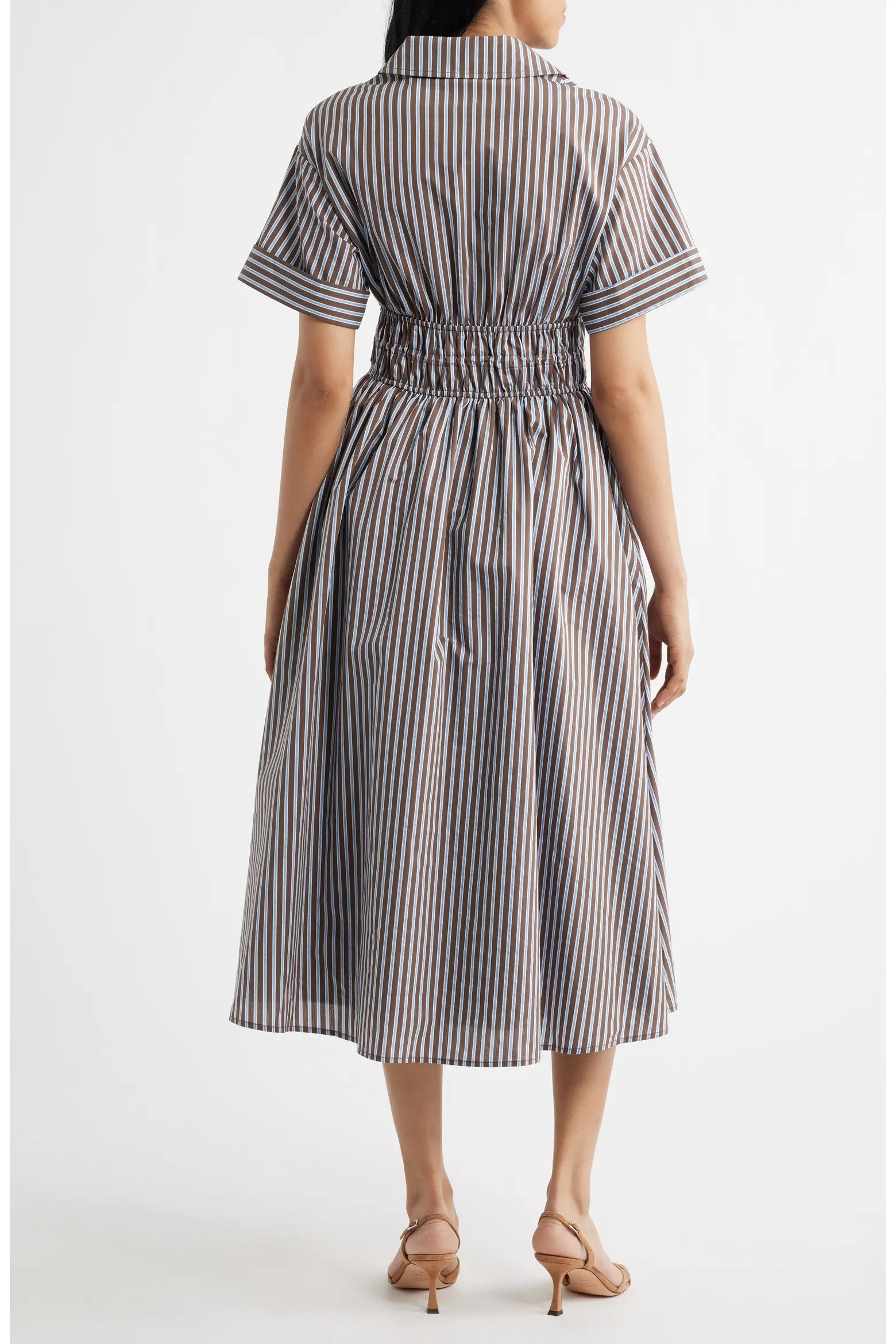 Stripe Short Sleeve Cotton Blend Midi Shirtdress (Women) | Nordstrom | Nordstrom