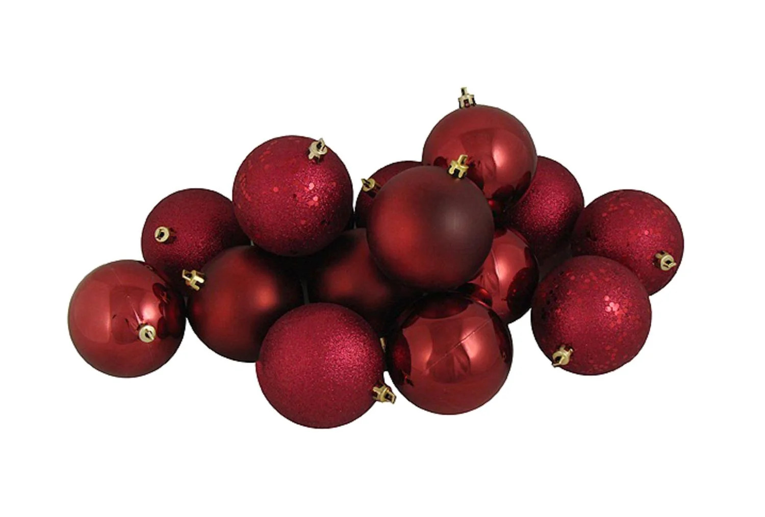 16ct Burgundy Red Shatterproof 4-Finish Christmas Ball Ornaments 3" (75mm) - Walmart.com | Walmart (US)