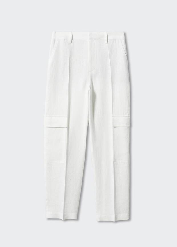 Linen cargo pants -  Women | Mango United Kingdom | MANGO (UK)