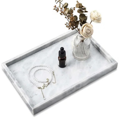 Natural Marble Tray Rectangle Stone Organizer with Unique Veining for Bathroom Vanity Kitchen and Home Decor | Wayfair North America