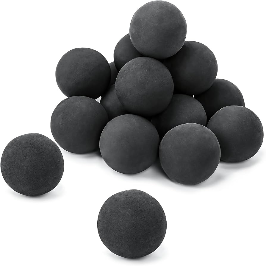 GRISUN Ceramic Fire Balls 3 Inch Set of 15 for Fire Pit Fireplace, Black | Amazon (US)