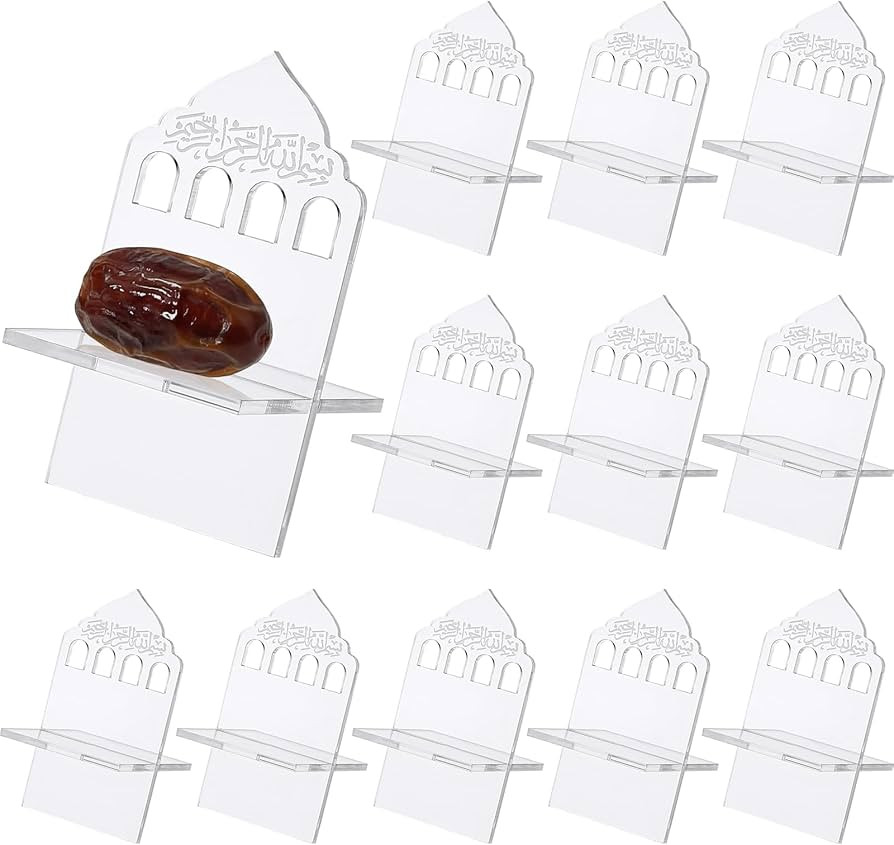 Potchen 12 Pack Ramadan Date Holders Acrylic Glass Bismillah Islamic Calligraphy Date Stands Home... | Amazon (US)