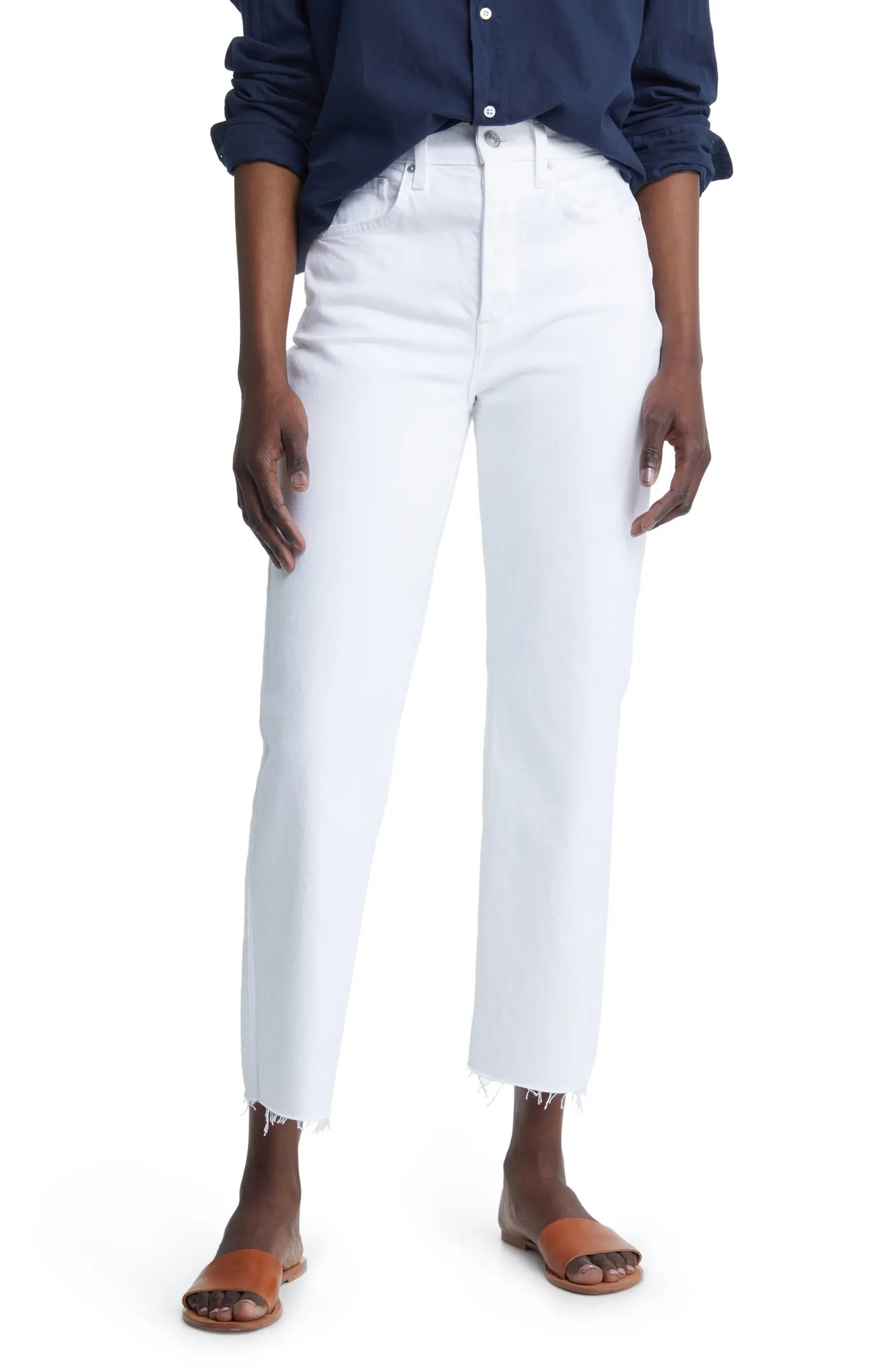 Frank & Eileen The Monaghan Raw Hem Crop Straight Leg Mom Jeans | Nordstrom | Nordstrom
