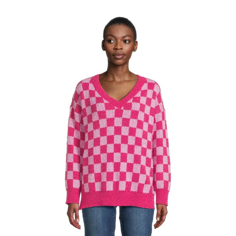 Dreamers By Debut Women's Oversized Tunic V Neck Sweater, Midweight | Walmart (US)