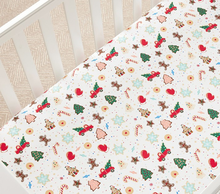 Rifle Paper Co. Christmas Cookies Organic Crib Fitted Sheet | Pottery Barn Kids