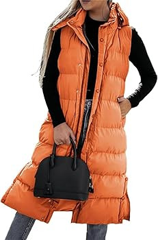 Grlasen Womens Long Puffer Vest Hooded Sleeveless Winter Coats Quilted Warm Zip Up Padded Outerwe... | Amazon (US)