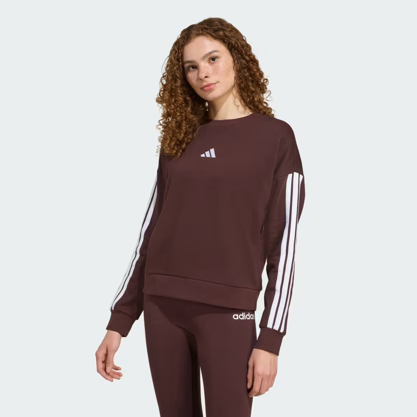 adidas Essentials 3-Stripes Fleece Sweatshirt - Brown | Free Shipping with adiClub | adidas US | adidas (US)