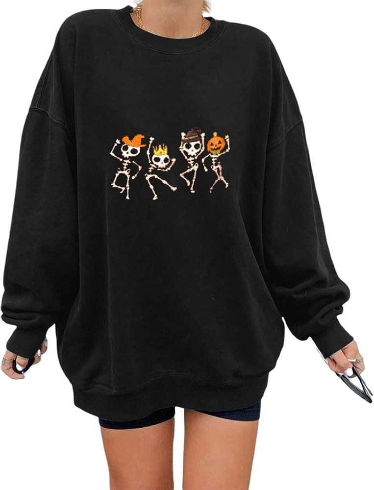 Halloween Crewneck Sweatshirt, Graphic Sweater Halloween Sweaters for Women, Fashion Fit Pumpkin ... | Amazon (US)