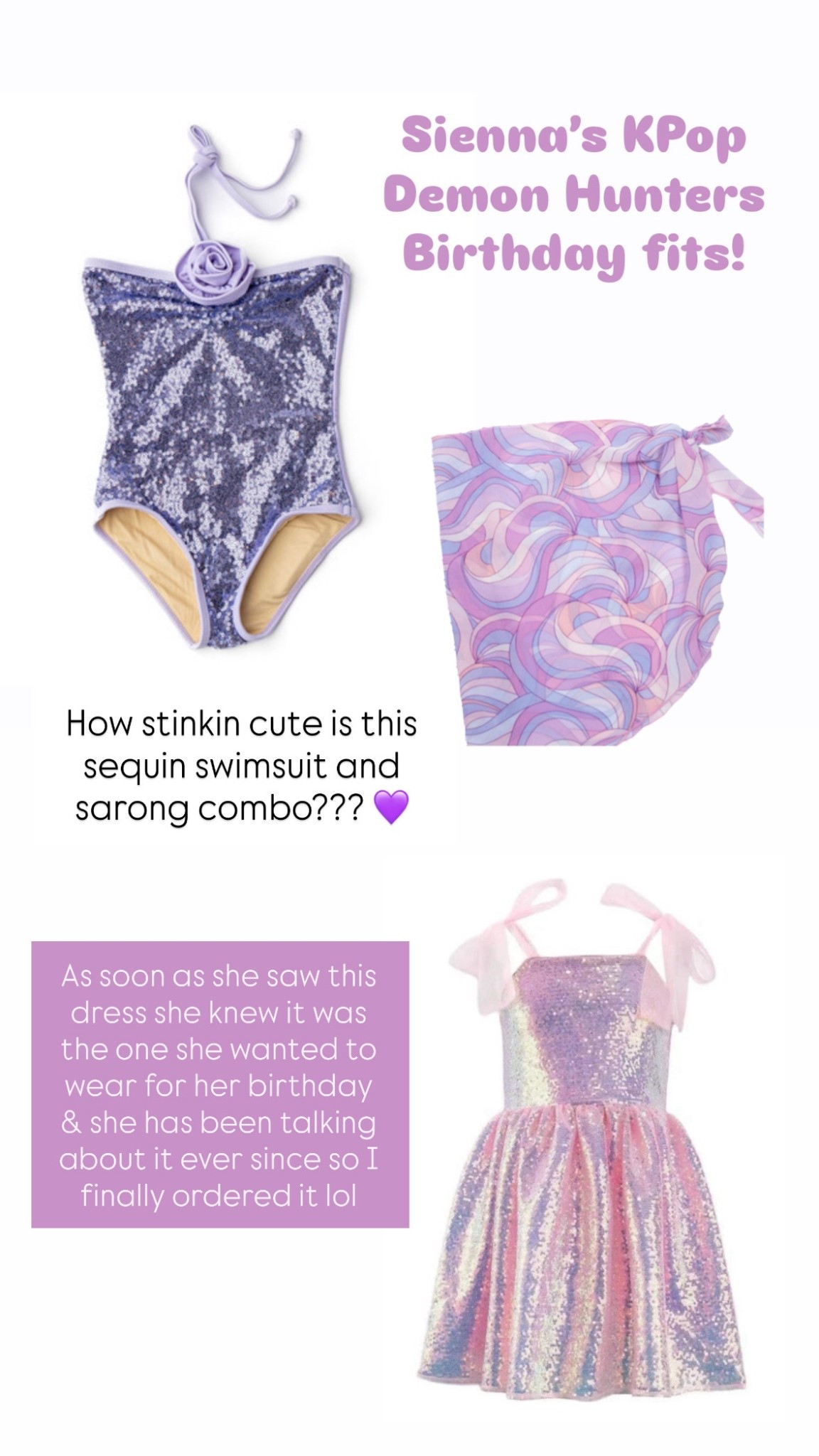 Girls birthday party outfit. Birthday outfit for toddler girl. K-pop demon hunters birthday theme outfit. Sequin dress for girls. Sequin swimsuit for girls  

#LTKKids #LTKSwim #LTKmomlife