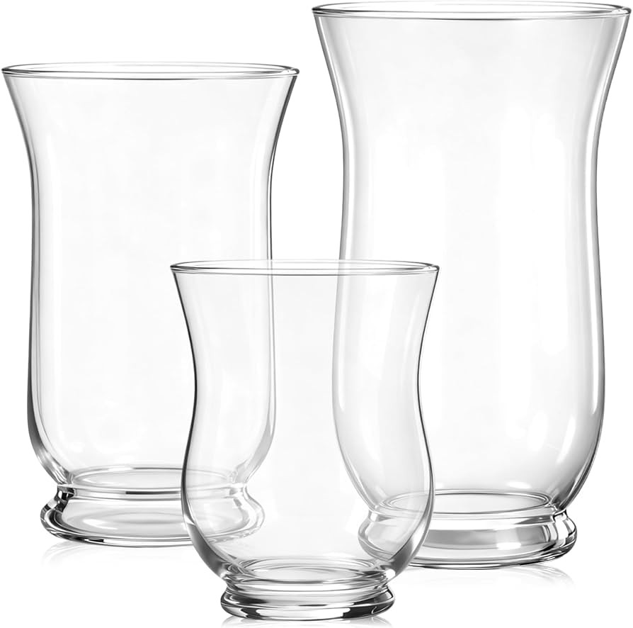 3 Pcs Hurricane Pillar Candle Holder Clear Glass, Cylindrical | Amazon (US)