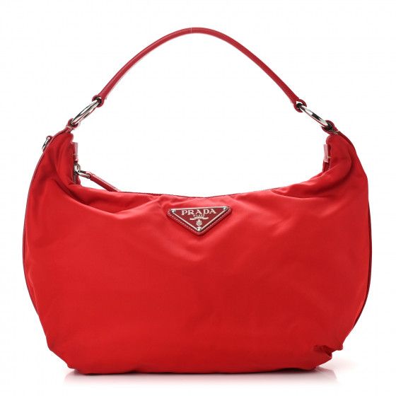 PRADA Tessuto Nylon Saffiano Sacca Shoulder Bag Rosso | Fashionphile