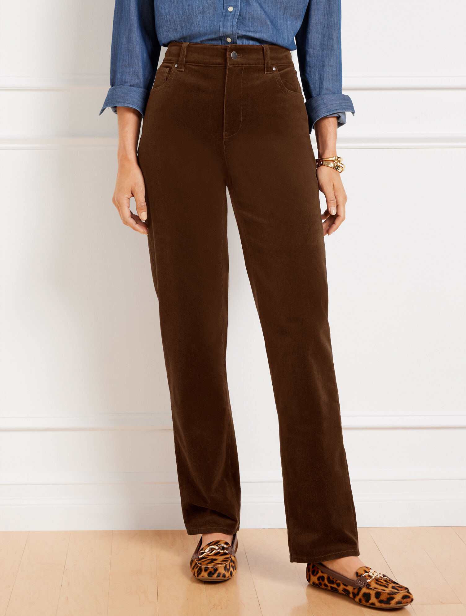 Stretch Corduroy Relaxed Straight Leg Pants - Solids | Talbots