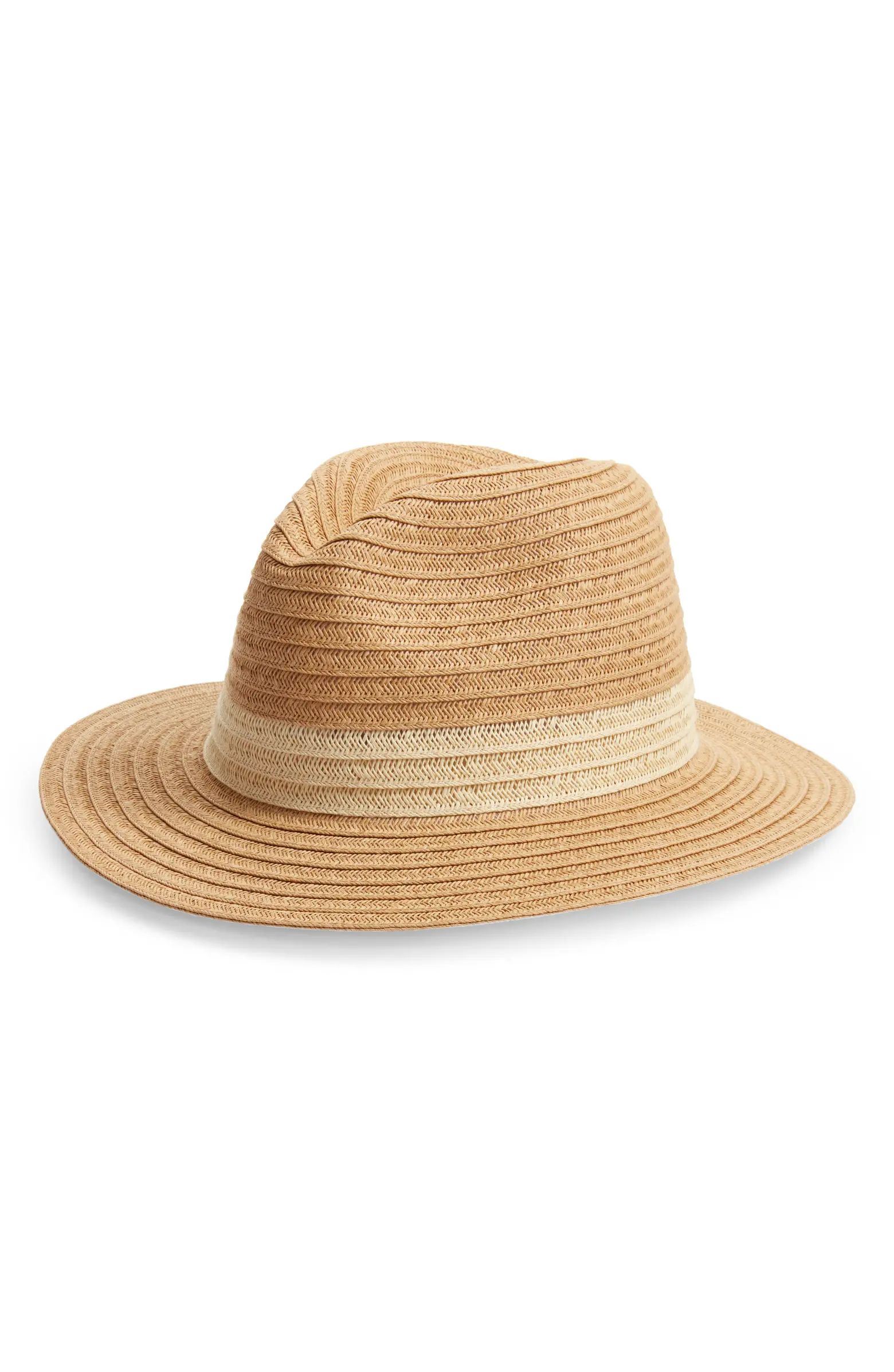 Packable Colorblock Braided Paper Straw Panama Hat | Nordstrom