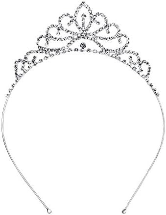 OUFO Crystal Tiara for Girls Sliver Flower Girl Princess Crystal Tiara Crown For Birthday Party | Amazon (US)