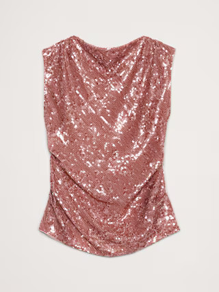 Bias-Cut Draped Sequin Top | Banana Republic (US)