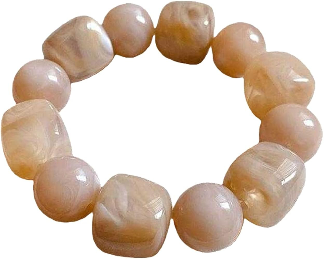 Irregular Resin Chunky Beaded Bracelet for Women Boho Colorful Acrylic Beads Stretch Bracelet Ban... | Amazon (US)