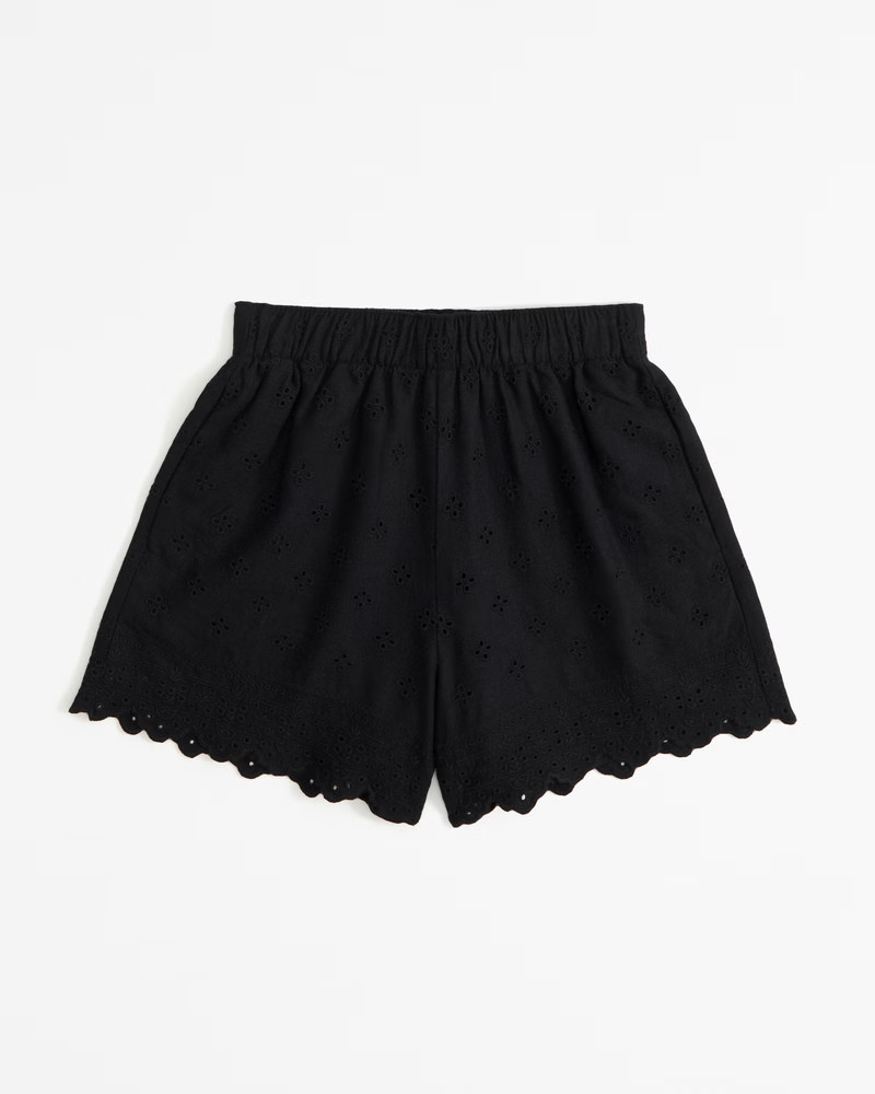 Women's Linen-Blend Eyelet Pull-On Short | Women's Bottoms | Abercrombie.com | Abercrombie & Fitch (US)