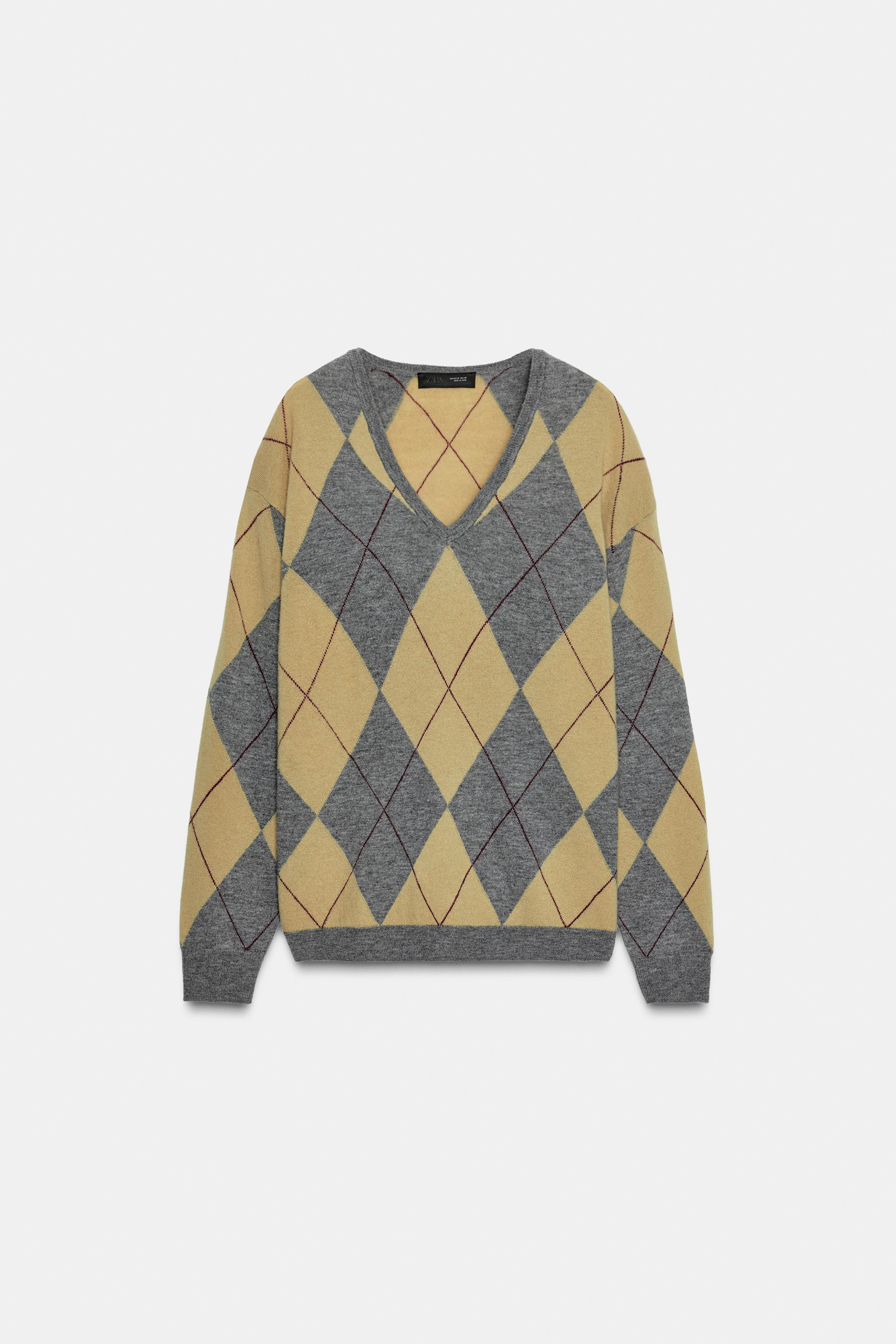 100% WOOL DIAMOND SWEATER | Zara Canada