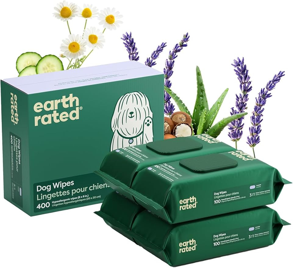 Earth Rated Dog Wipes, Hypoallergenic, Cleaning and Hydrating, for Grooming Paws, Body and Butt, ... | Amazon (US)