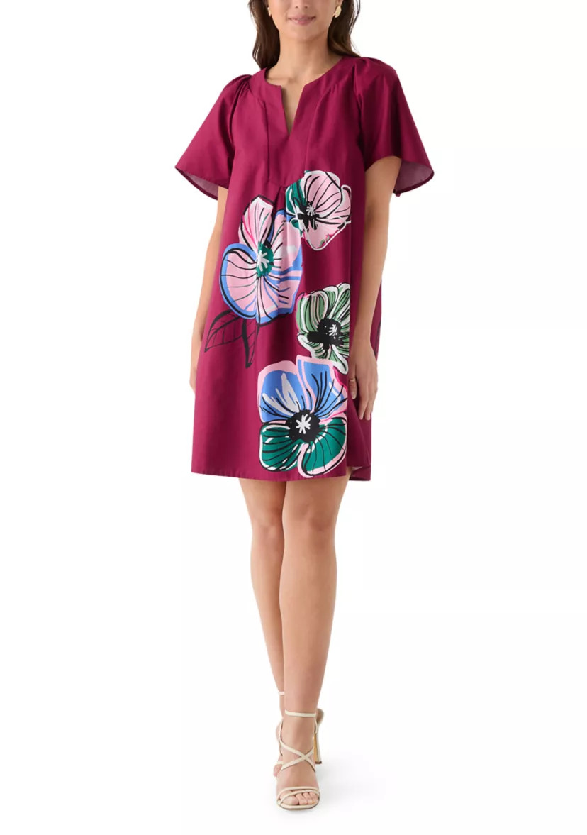 Women's V-Neck Dress with Flutter Sleeves | Belk