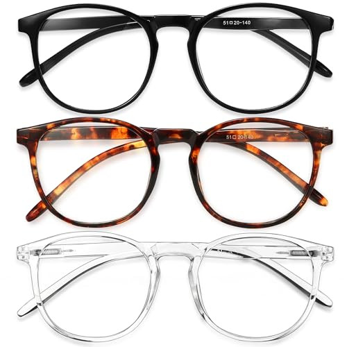IBOANN Chic & Comfy Blue Light Glasses for Women - 3-Pack Round Frames, Screen-Ready Style with UV Protection Coating | Amazon (US)
