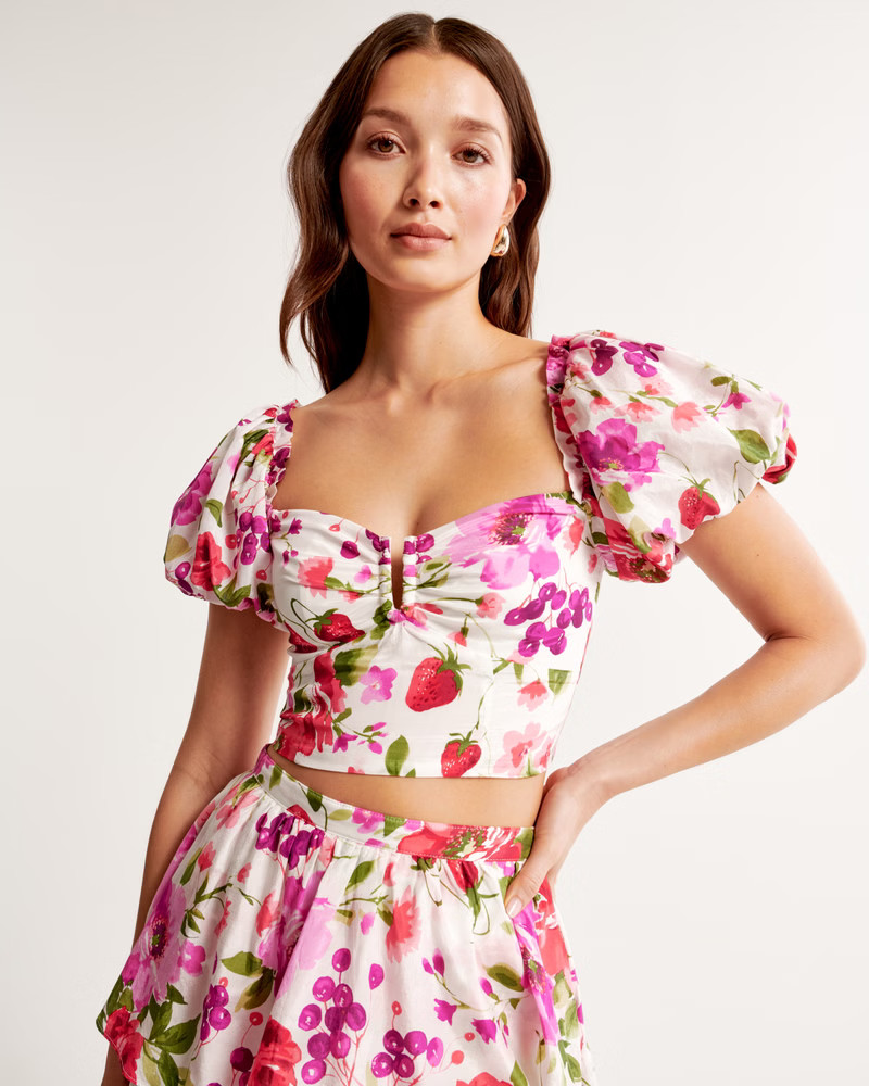 Matching SetDrama Puff Sleeve Sweetheart Set Top | Abercrombie & Fitch (US)
