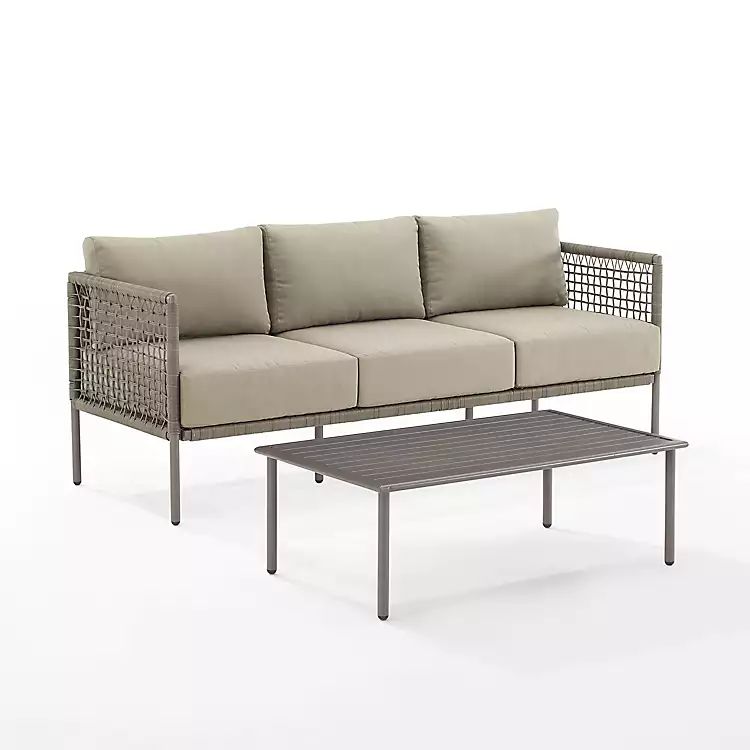 Gray Wicker Outdoor Loveseat and Coffee Table Set | Kirkland's Home