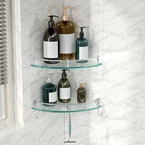 YorkHoMo Glass Shelves, Shower Corner Shelf Wall Mounted Bathroom Glass Shelf Shampoo Holder Orga... | Amazon (US)