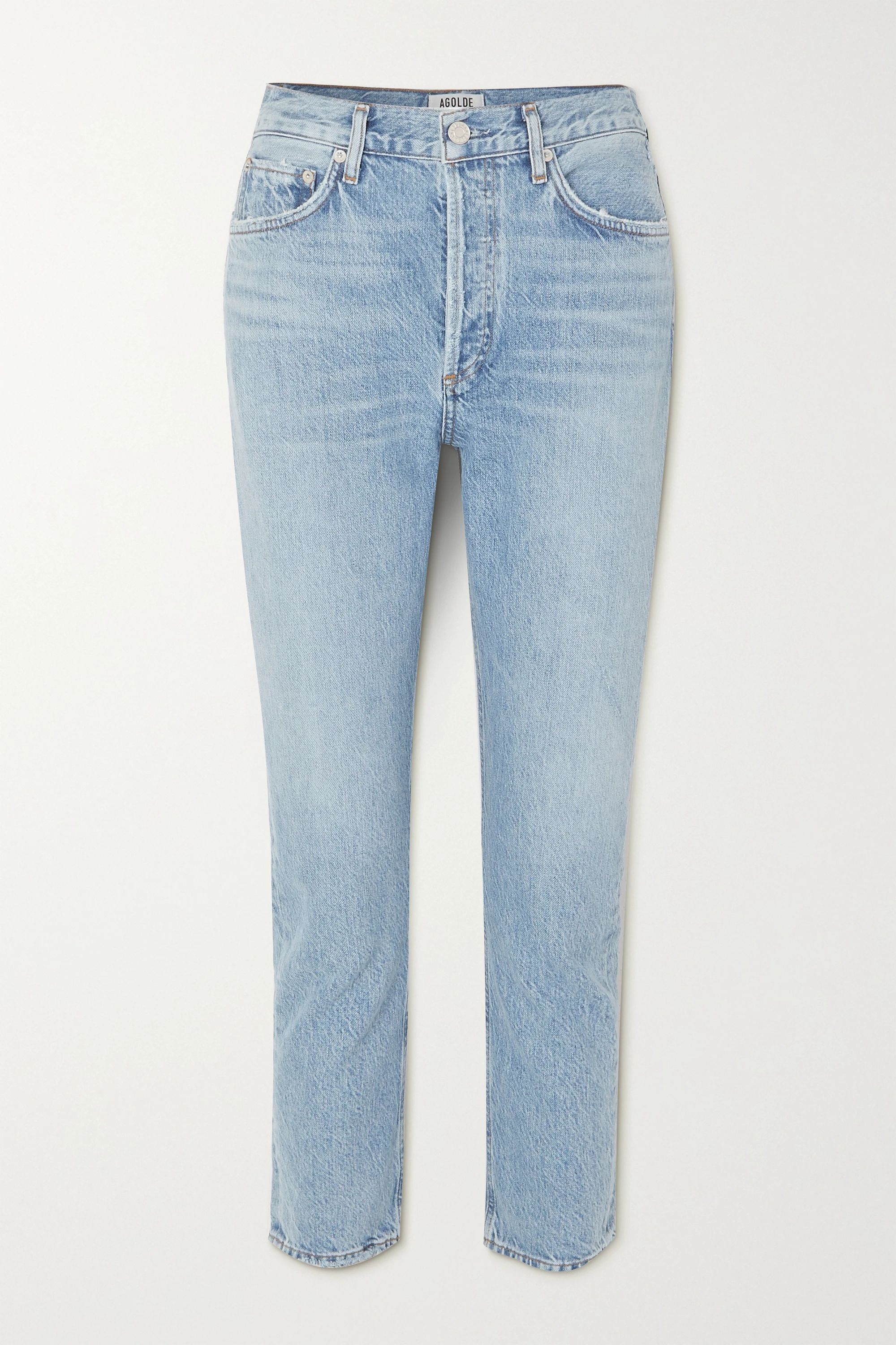 Light denim Riley cropped organic high-rise straight-leg jeans | AGOLDE | NET-A-PORTER | NET-A-PORTER (US)