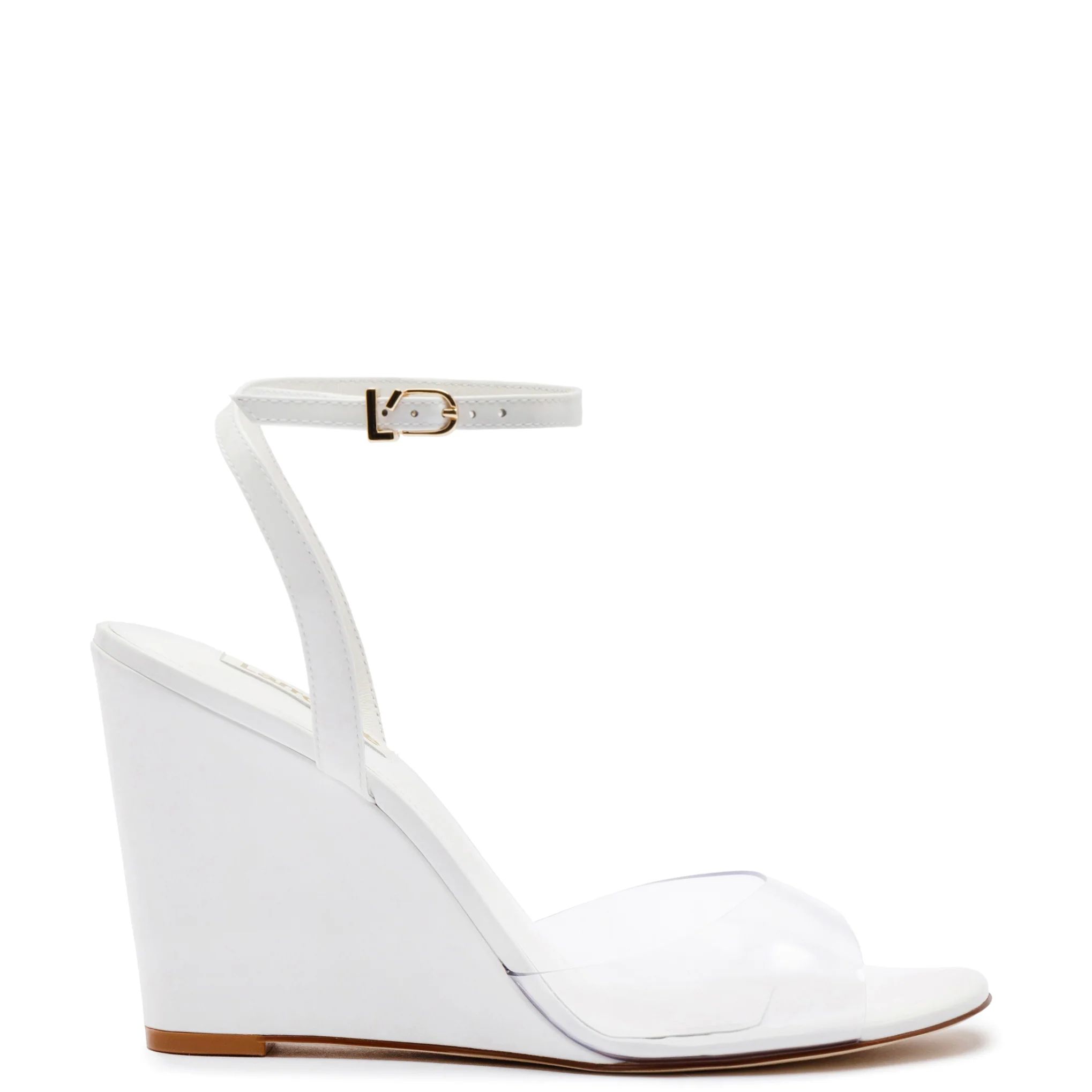Yves Wedge In White Patent Leather and Vinyl | Larroude