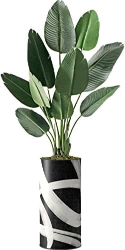 Artificial Tree in Contemporary Pattern Planter, Fake Bird of Paradise Silk Tree for Indoor and Outd | Amazon (US)