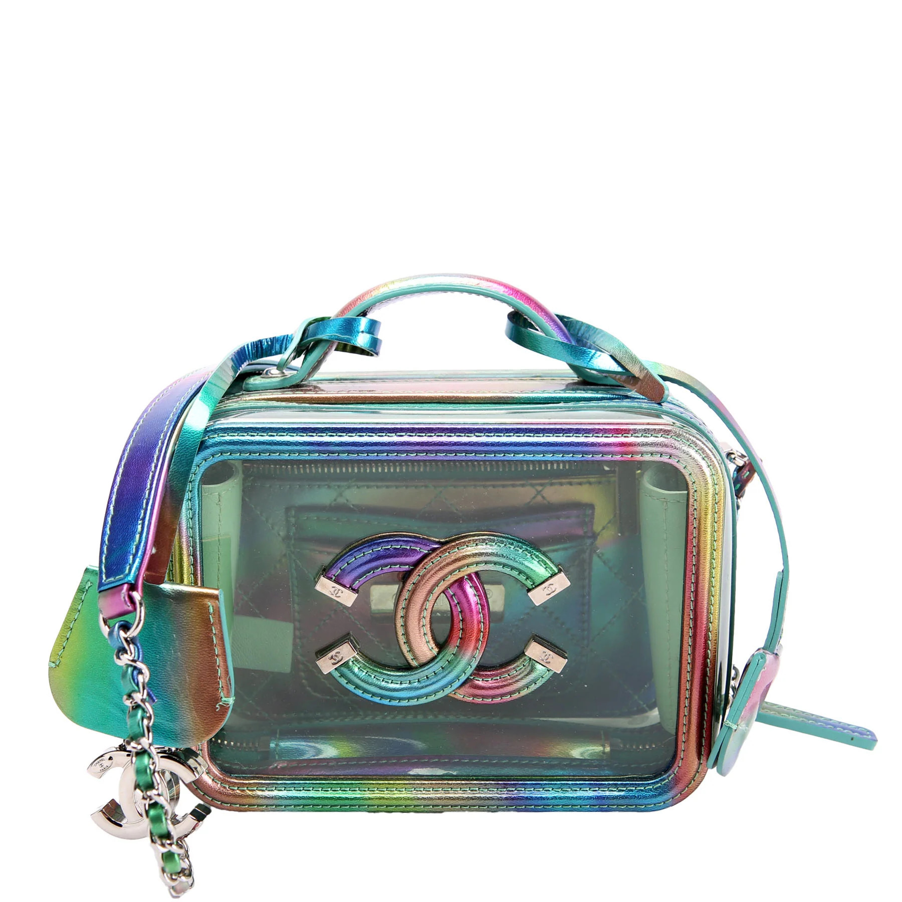 Filigree Vanity Small With Chain PVC/Lambskin 29M Multicolor | Keeks Designer Handbags