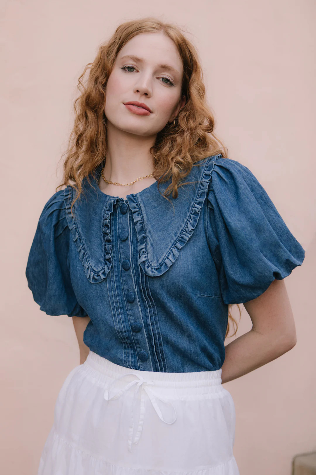 Andrea Blouse in Denim | Ivy City Co