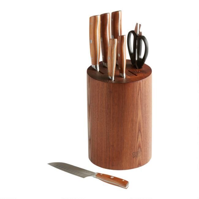Chopwell Carbon Steel and Ash Wood 8 Piece Knife Block Set | World Market