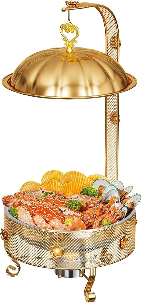 Food Warmers Sets,1 Pack 8QT Round Chafing Dishes for Buffet Stainless Steel Chafing Dish Buffet ... | Amazon (US)