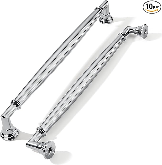 khtumeware 10 Pack 8 Inch(203mm) Polished Chrome Cabinet Pulls Heavy Duty Solid Cabinet Handles K... | Amazon (US)